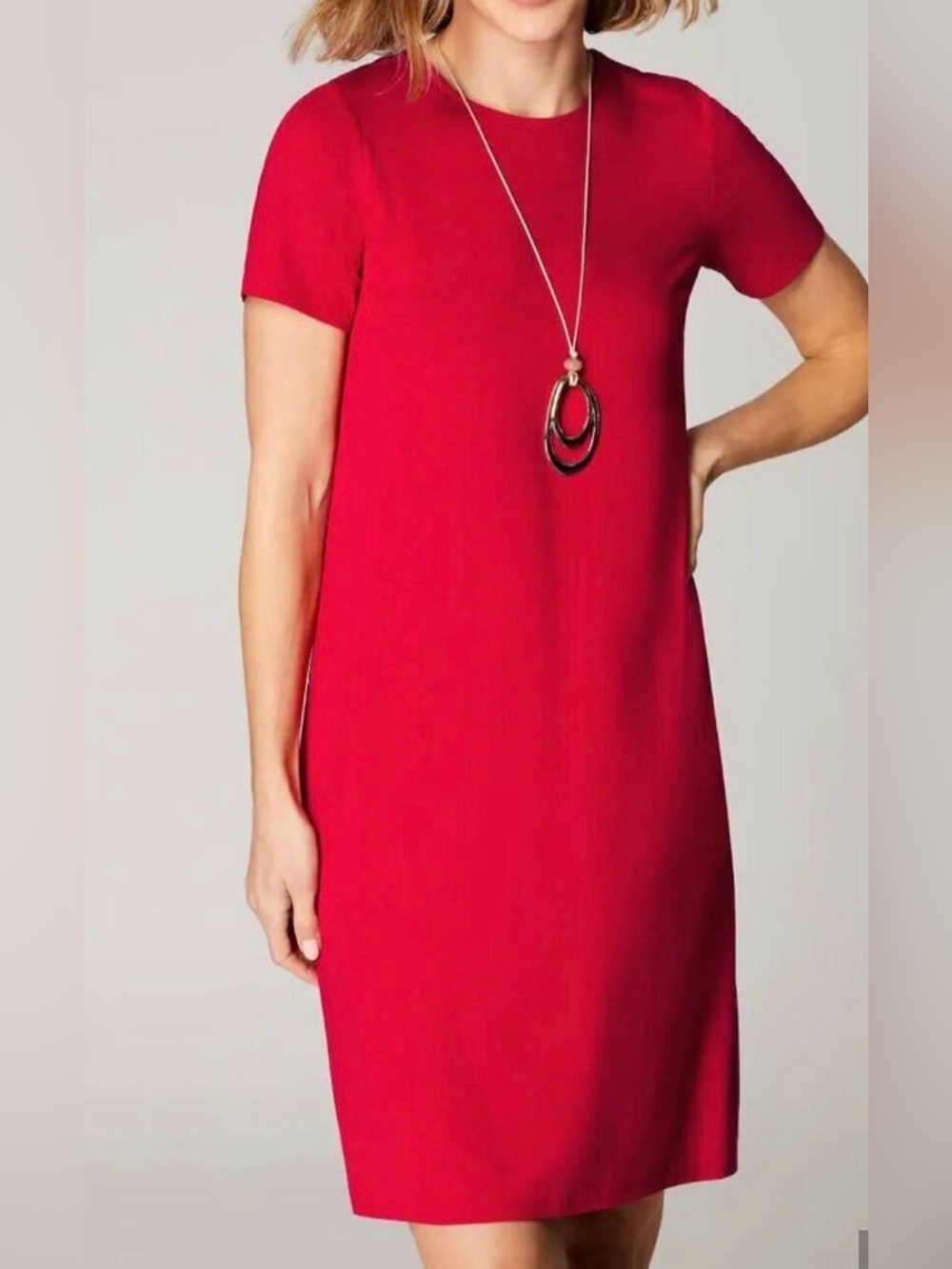 J. JILL WEAREVER COLLECTION CHERRY RED PERFECT T-SHIRT SHIRT DRESS PXS PETITE XS